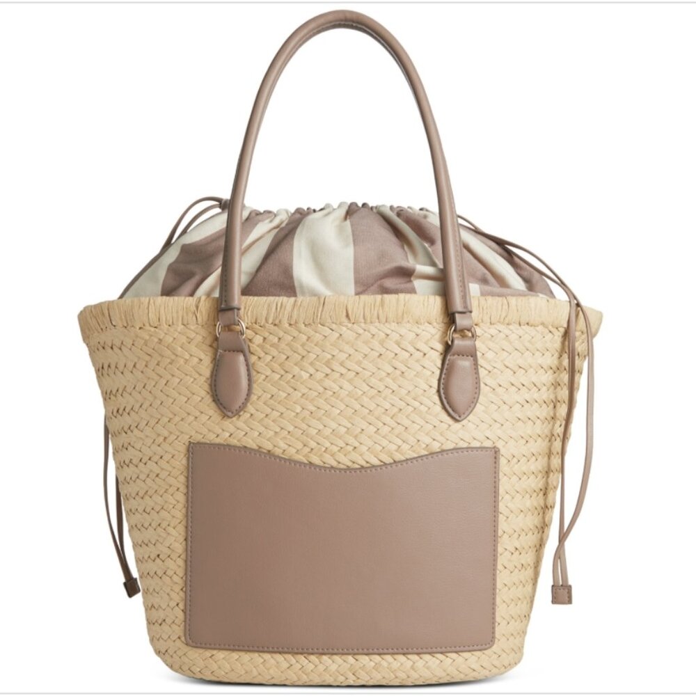 On 34th Isabellaa Straw Medium Drawstring Tote, Straw/dune